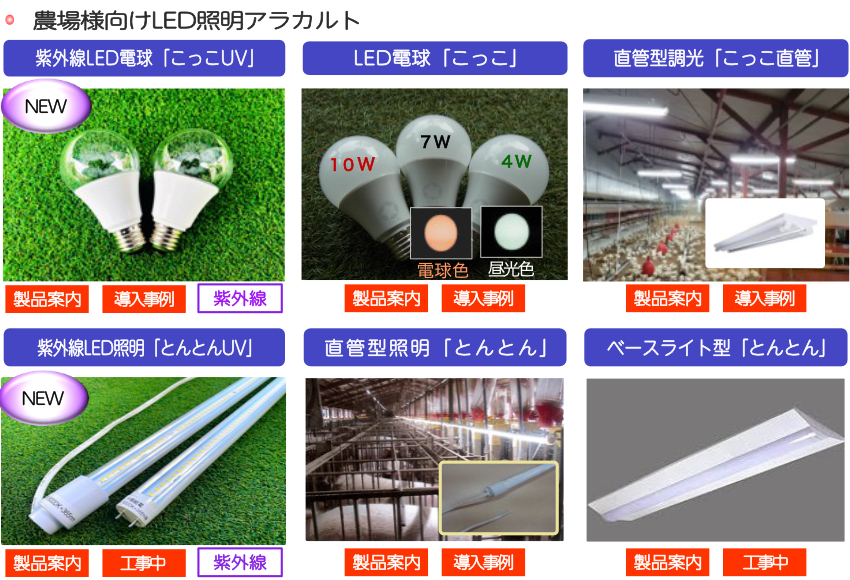 養鶏場向けLED「こっこ」
